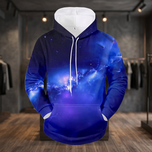 Sweat à capuche numérique imprimé en 3D pour homme, 100 % coton tricoté, coupe-vent, écologique, teint uni, collection automne, ODM - Product Image 3