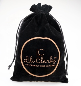 Wholesale Large Black Velvet Jewelry Packaging <b>Bag</b> with Custom logo Printed Suede Velvet Drawstring <b>Bag</b> Pouch <b>Dust</b> Proof - Product Image 1