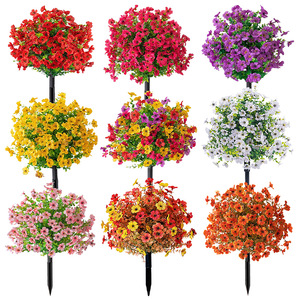 Bouquet de violets artificiels en forme de <span class=keywords><strong>boule</strong></span>, arbres topiaires, fausses fleurs résistantes, faux arbustes artificiels pour la décoration de porche - Product Image 1