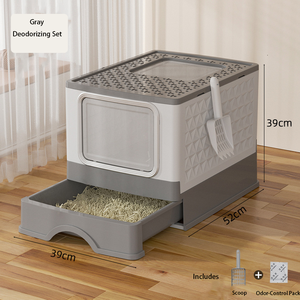 Bac à litière pour <span class=keywords><strong>chat</strong></span> fermé avec contrôle des odeurs, <span class=keywords><strong>maison</strong></span> privée, grande toilette pour animaux de compagnie à capuche pour chats et chatons, facile à nettoyer, anti-odeurs - Product Image 5