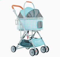 Poussette pour animaux de compagnie 3-en-1 en aluminium détachable avec hauteur de poignée réglable, 4 roues, pliable, sac en maille lavable pour chats et chiens