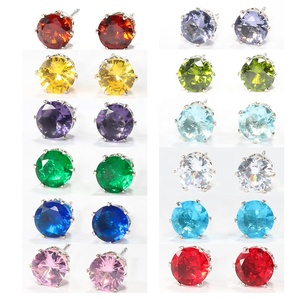 Diseño clásico Nupcial Simple Colorido Cubic Zircon Tornillo Stud Pendiente - Product Image 3