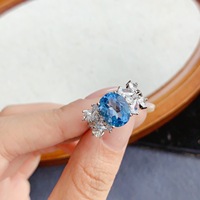 Hot Sale Natural Topaz S925 Sterling Silver Classic Engagement Rings Women Custom Design Wedding Anniversary Party Gift