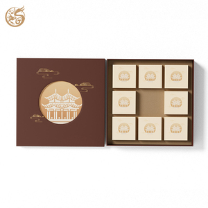 Luxury Food Grade Gold Paper Cardboard Mooncake Magnetic Gift Packaging Chocolate Macaroon Cookies Box With Divider Tray