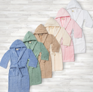 Batas con capucha de rizo de algodón puro, venta al por mayor, batas de spa para niños, batas blancas para bebés - Product Image 4