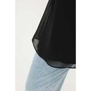 Top sin mangas para mujer con detalle de tul asimétrico, ligero, color crudo, estilo casual. - Product Image 1