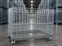 Conteneur en fil métallique pliable robuste 1200x1000x900mm, accès facile par chariot élévateur, cage à palettes empilable pour entrepôt