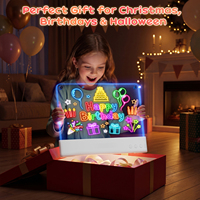 Tableau de dessin créatif pour enfants avec lumière nocturne, 3600 mAh, double LED détachable, 7 couleurs, 5 niveaux de luminosité, acrylique lavable et effaçable, cadeau