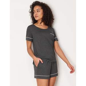 Vente en gros de pyjamas pour femmes en viscose de bambou personnalisés, ensemble de pyjama à manches courtes et col rond, 2 pièces, vêtements de nuit pour femmes - Product Image 2