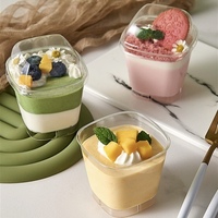 Tasses PS Parfait avec couvercles Tasses et cuillères à dessert jetables de 5oz Bols en plastique Conatiners transparents pour cupcake Fruit Mousse Pudding
