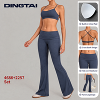 Ensemble athleisure deux pièces pour femme, dos croisé à bretelles, avec pantalon rembourré à taille repliable, effet push-up et anti-humidité
