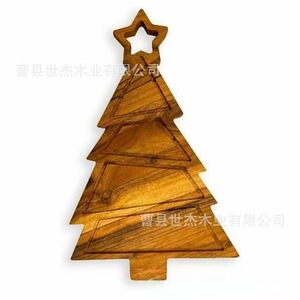 Shijie <b>Wooden</b> Christmas Tree Tray Decorative Snack Plate For Home Holiday Decoration - Product Image 2