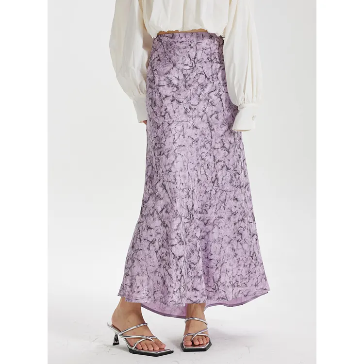 Satin Elegant Printed Skirt Half Skirt Long Skirt Good Price Rose Manor People Silk A-line Hem Chiffon Casual Woven for Women