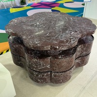 Table basse en marbre Rosa Lavanto en forme de fleur, table moderne pour salon, meubles en pierre naturelle de luxe