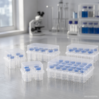 Boîte de rangement transparente en plastique pour flacons de 3 ml, 5 ml, 10 ml, étuis à peptides, conteneurs, supports pour poudre et vaccins