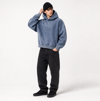 Sweat à capuche court et ample en molleton bouclé 450 GSM, effet délavé vintage, style streetwear, vente en gros