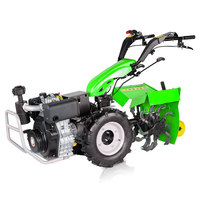 Tracteur à deux roues multifonctionnel pour l'agriculture, avec faucheuse à barre et faucheuse à scie
