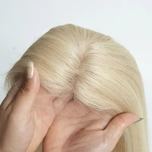 Mono avrupa Remy saç Topper düz kadınlar ile inceltme saç peruk Mono dantel saç değiştirme