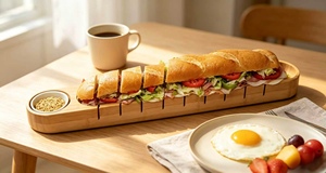 <span class=keywords><strong>Tabla</strong></span> <span class=keywords><strong>de</strong></span> servir <span class=keywords><strong>de</strong></span> bambú QM para baguettes con ranuras para salsa y guías <span class=keywords><strong>de</strong></span> corte, bandeja larga para <span class=keywords><strong>cortar</strong></span> pan francés, apta para alimentos, 3.8cm <span class=keywords><strong>de</strong></span> grosor - Product Image 4