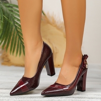 Chaussures à talons hauts pour femmes, à bout pointu, à talon épais, sexy, à motif serpent, à bout unique, à la mode, avec un style unique