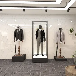 Cabide de parede luxuoso moderno, expositor de roupas de aço inoxidável 201 para loja de roupas