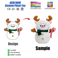 Boneka Rusa Salju Lucu Custom, Mainan Hewan Boneka Isi Dakron, Plushie Natal yang Dapat Disesuaikan, Dekorasi Kamar Liburan, Grosir OEM