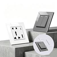 BENDI C33 Panneau de Prise Murale Modulaire Standard Britannique, Module Interchangeable Alimentation USB RJ45 Téléphone TV 16A 250V Verre IP22 4