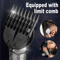 Kit de tondeuse à cheveux sans fil multifonctionnelle Lanumi 697JD 6 en 1 avec écran LCD, charge USB, fonctionnement en anglais - Utilisation par les barbiers