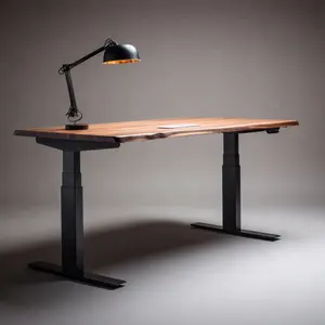 Ergonomic ngồi để đứng bàn Chiều cao có thể điều chỉnh điện 3 chân L hình dạng màu đen đồ nội thất văn phòng bàn đứng