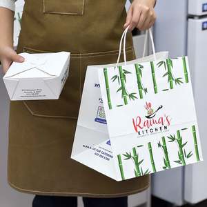 Bolsas de Papel Kraft Impresas Personalizadas, Biodegradables, Reciclables y Ecológicas al por Mayor, con Asas, para Comida para Llevar de Restaurantes - Product Image 3