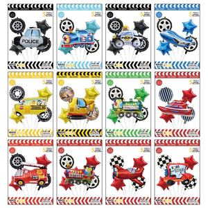 Nouveau véhicule de transport Film d'aluminium jouet ballon grue en forme de dessin animé, excavatrice, chariot élévateur Film d'aluminium 5 pièces ensemble - Product Image 3