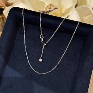 Chaîne de clavicule en argent massif S925 avec pendentif en platine ajustable à motif de clé, chaîne à maillons universelle, bijoux assortis - Product Image 4