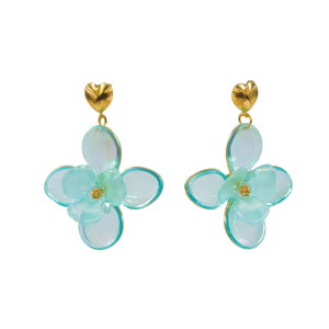 Boucles d'oreilles pendantes tendance en acier inoxydable 316L plaqué or PVD, design floral durable et résistant - Product Image 2