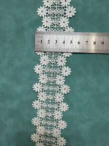 Renda Rajut Bordir Komputer Payet Mewah Berkualitas Tinggi, Bahan Poliester Katun Putih, Elastis Larut Air, Lebar Dapat Disesuaikan - Product Image 4