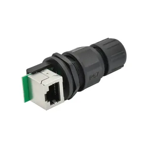 Conector Ethernet impermeable de montaje en panel RJ45 Montaje en campo de ángulo recto 8P8C