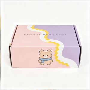 Cloudy Bear Play Folders Magnetic Closure Handle <b>Pink</b> Purple Art Paper Offset Printing Four Color Design <b>Gift</b> Craft Box - Product Image 1