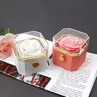 Nouveau préservé fleur acrylique Double couches rotatif boîte-cadeau éternelle Rose collier boîte à bijoux pour la proposition de mariage de la Saint-Valentin