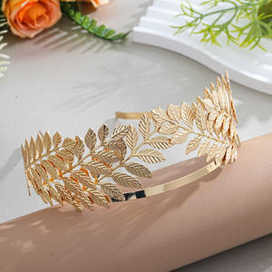 <span class=keywords><strong>Couronne</strong></span> de mariée transfrontalière <span class=keywords><strong>pour</strong></span> femme, style baroque européen et américain, avec feuilles dorées et <span class=keywords><strong>fleurs</strong></span>, peigne à <span class=keywords><strong>cheveux</strong></span> à branches et bandeau - Product Image 2