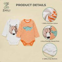 Tutina per Neonati in Puro Cotone, Stile Primavera Autunno Inverno, Maniche Lunghe con Motivo Orso e Frecce