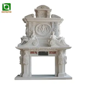 Домашнее украшение двойные ярусы в западном стиле ручной резной белый мраморный камин объемный