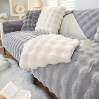 Vente en gros populaire luxe fausse fourrure de lapin chaud doux hiver 3 à 7 places housse de canapé en peluche