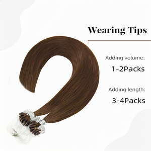 Extensiones de cabello humano virgen Remy con microanillos, sin pegamento ni calor, extensiones de cabello con microperlas para mujeres de salón, color claro. - Product Image 3