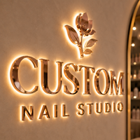 Huruf Channel dari Baja Anti Karat/Alloy Aluminium dengan Lampu Backlit Custom untuk Dekorasi Salon Kuku