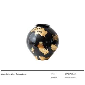 कारीगर बड़े सोने की पत्ती सिरेमिक वेस रेट्रो बर्तन के साथ पेट फूल के आभूषण रेट्रो बर्तन रेट्रो बर्तन - Product Image 6