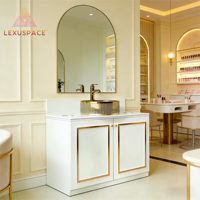 Vasque de lavabo commerciale haut de gamme personnalisable en bois, style moderne et luxueux, pour centre commercial, hôtel, salon de manucure, institut de beauté et spa
