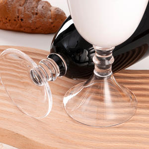 Verrerie Élégant Noir Blanc <span class=keywords><strong>Luxe</strong></span> Tige Courte <span class=keywords><strong>Cognac</strong></span> Cristal Brandy Verre à Grande Bouche Verres à Vin pour Bars Restaurants - Product Image 2