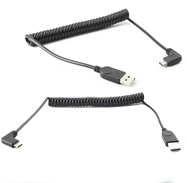 High Speed Type-c  Spring Angle USB 3.1 a Male to USB 2.0 a Male Extension Coiled Cable Spiral Kabel  Usb C Male Spiral Cable