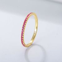 Bague Simple en argent Sterling 925 pour femme, anneau rond CZ éternité, zircon cubique, empilable, plaqué or, bague arc-en-ciel, bijoux