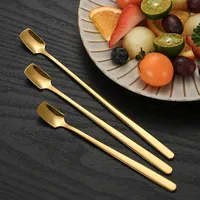 Cuillère à café en acier inoxydable à tête carrée, manche long, pour café, thé, dessert, crème glacée, mini-cuillère, vaisselle de cuisine, 1 pièce