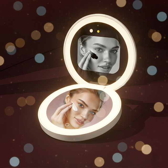 Type-C Rechargeable Makeup Mirror With LED Light 3000mAh Portable Smart UV Camera Cosmetic Mirror Power Bank